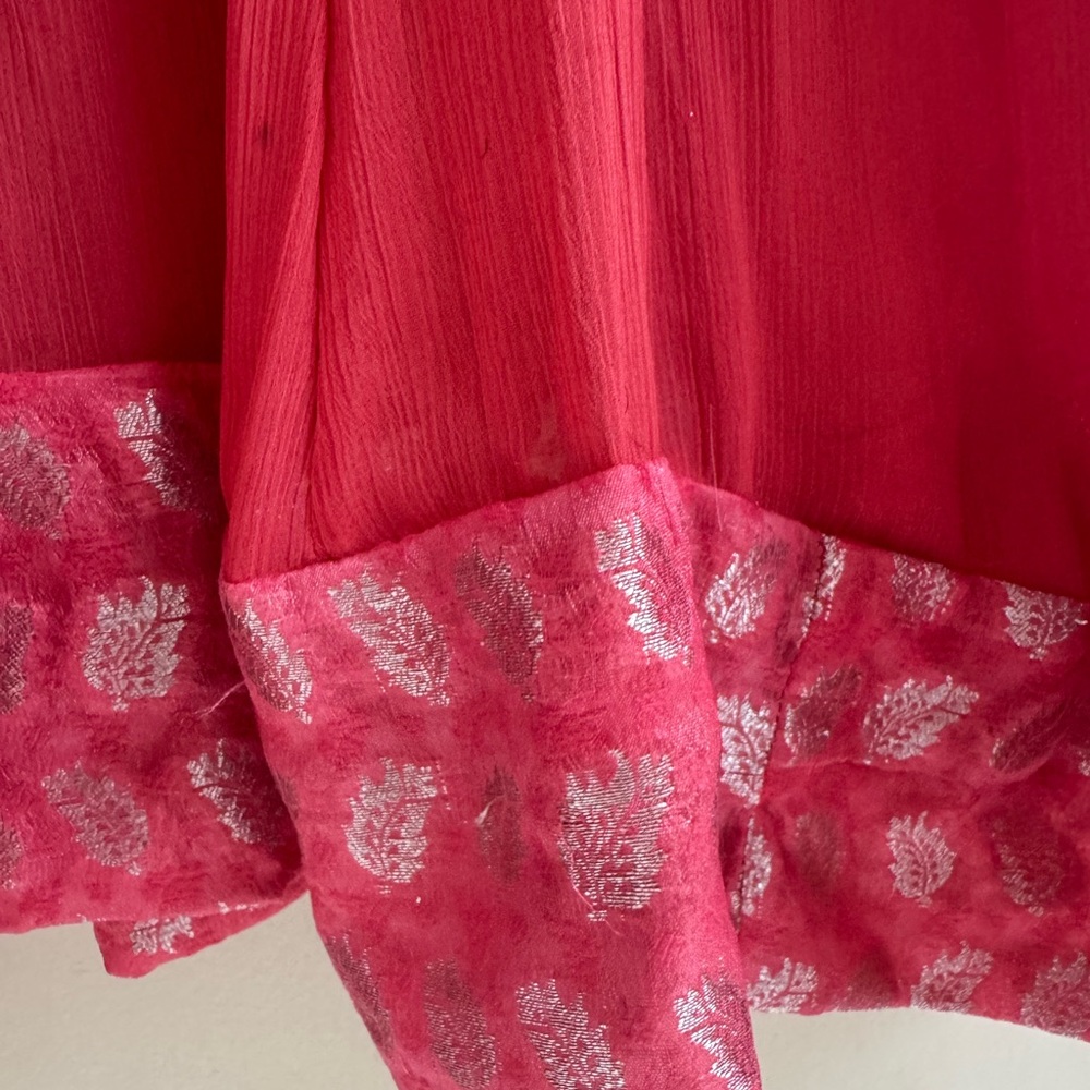 Pink and Red Embellished Long Sleeve Dress - Picture 11 of 13